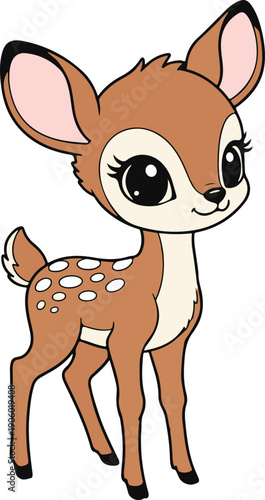 Adorable baby fawn, cute cartoon vector illustration