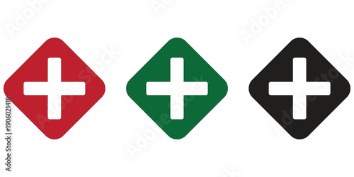 First aid icon symbol. Medical Cross, First aid medical sign, healthcare icon. First aid symbol representing a hospital clinic sign or an emergency medicine and care service.