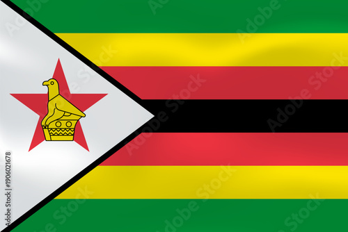 Zimbabwe flag with wavy silk effect. Vector flag symbolizing national pride, identity, heritage, patriotism and authority