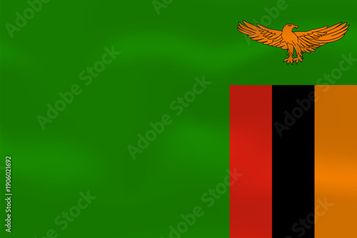 Zambia flag with wavy silk effect. Vector flag symbolizing national pride, identity, heritage, patriotism and authority
