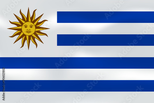 Uruguay flag with wavy silk effect. Vector flag symbolizing national pride, identity, heritage, patriotism and authority
