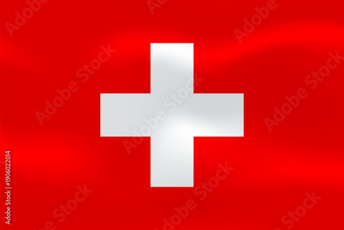 Switzerland flag with wavy silk effect. Vector flag symbolizing national pride, identity, heritage, patriotism and authority
