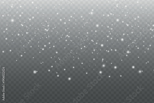 PNG falling snow and bright snowflakes on a clear background, frosty light texture, icy sparkle and winter overlay for festive design
