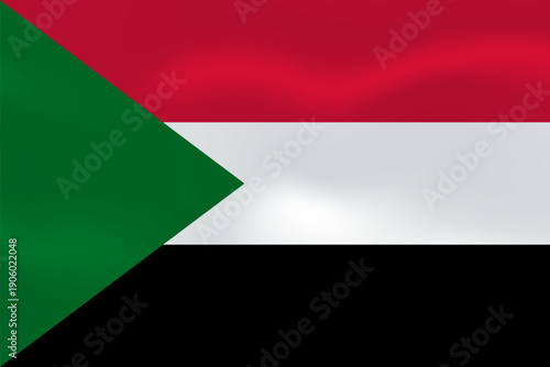 Sudan flag with wavy silk effect. Vector flag symbolizing national pride, identity, heritage, patriotism and authority