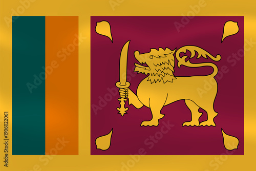 Sri Lanka flag with wavy silk effect. Vector flag symbolizing national pride, identity, heritage, patriotism and authority