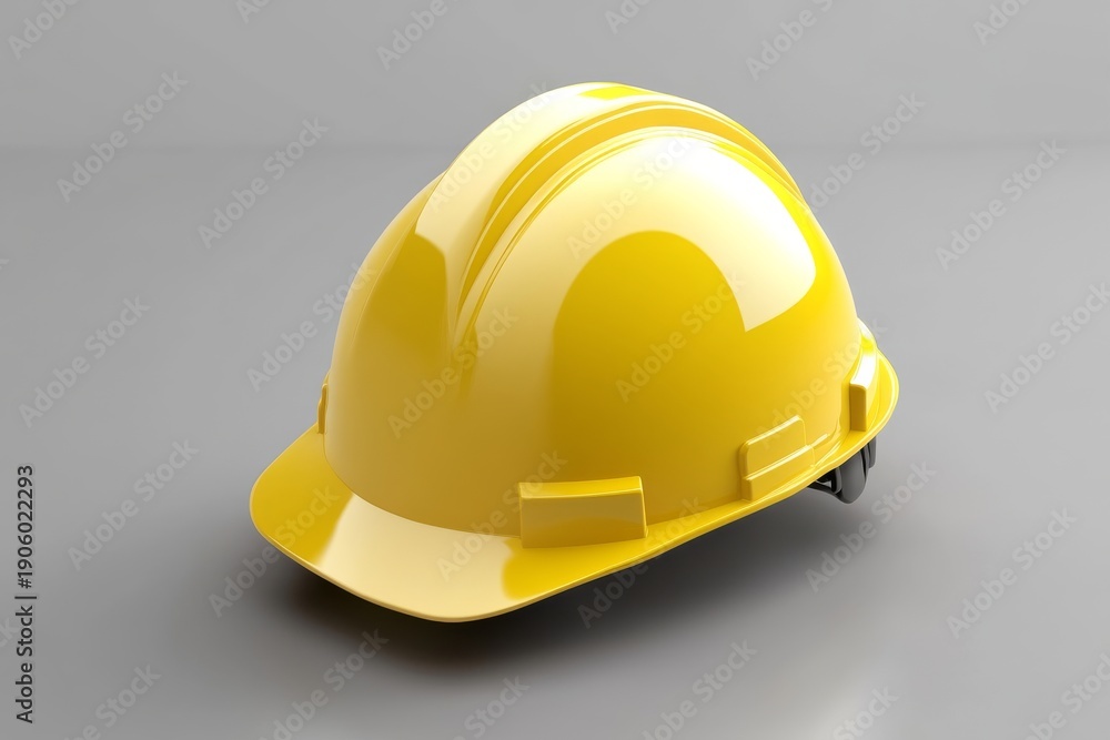 Fototapeta premium Construction helmet mockup on a gray surface with smooth finish for design presentations and promotional use
