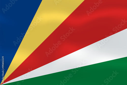 Seychelles flag with wavy silk effect. Vector flag symbolizing national pride, identity, heritage, patriotism and authority