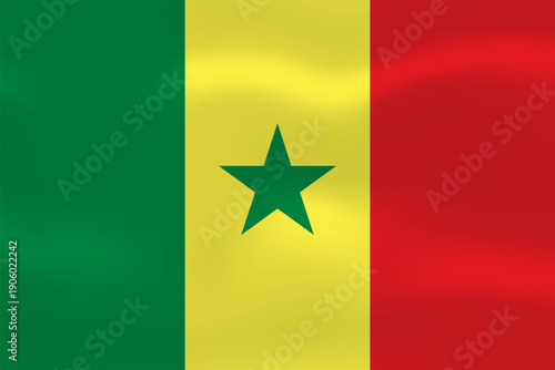 Senegal flag with wavy silk effect. Vector flag symbolizing national pride, identity, heritage, patriotism and authority