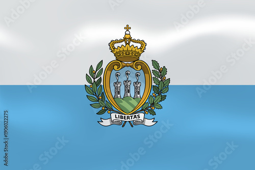 San Marino flag with wavy silk effect. Vector flag symbolizing national pride, identity, heritage, patriotism and authority