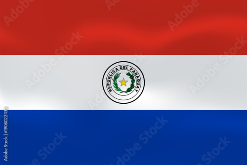 Paraguay flag with wavy silk effect. Vector flag symbolizing national pride, identity, heritage, patriotism and authority