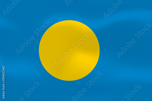 Palau flag with wavy silk effect. Vector flag symbolizing national pride, identity, heritage, patriotism and authority