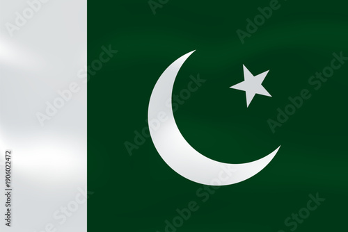 Pakistan flag with wavy silk effect. Vector flag symbolizing national pride, identity, heritage, patriotism and authority