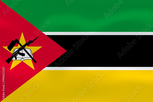 Mozambique flag with wavy silk effect. Vector flag symbolizing national pride, identity, heritage, patriotism and authority
