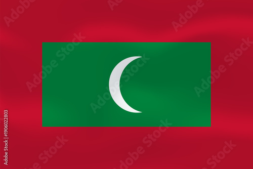 Maldives flag with wavy silk effect. Vector flag symbolizing national pride, identity, heritage, patriotism and authority