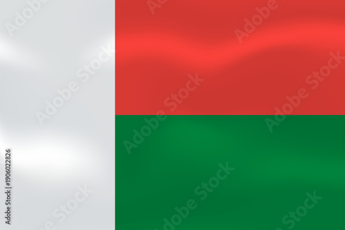 Madagascar flag with wavy silk effect. Vector flag symbolizing national pride, identity, heritage, patriotism and authority
