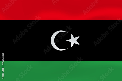 Libya flag with wavy silk effect. Vector flag symbolizing national pride, identity, heritage, patriotism and authority