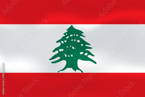 Lebanon flag with wavy silk effect. Vector flag symbolizing national pride, identity, heritage, patriotism and authority