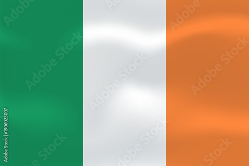 Ireland flag with wavy silk effect. Vector flag symbolizing national pride, identity, heritage, patriotism and authority