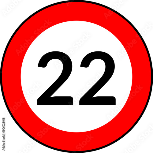 Speed limit 22 traffic sign vector