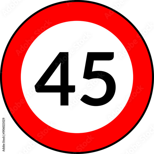 Speed limit 45 traffic sign vector