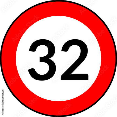 Speed limit 32 traffic sign vector
