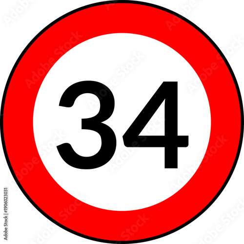 Speed limit 34 traffic sign vector