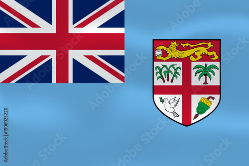 Fiji flag with wavy silk effect. Vector flag symbolizing national pride, identity, heritage, patriotism and authority