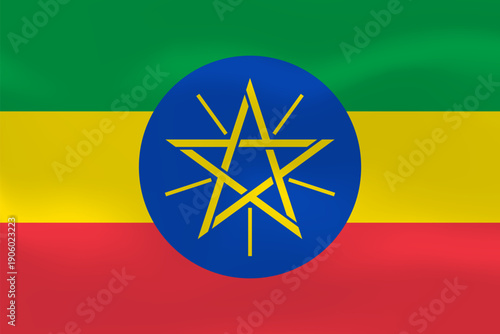 Ethiopia flag with wavy silk effect. Vector flag symbolizing national pride, identity, heritage, patriotism and authority