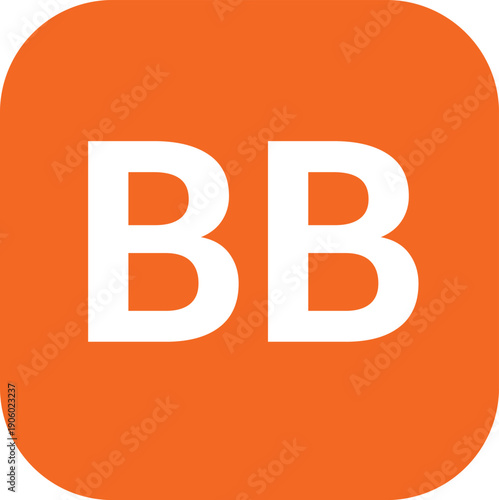 BB Monogram Logo Icon in Orange Rounded Square, Flat Vector