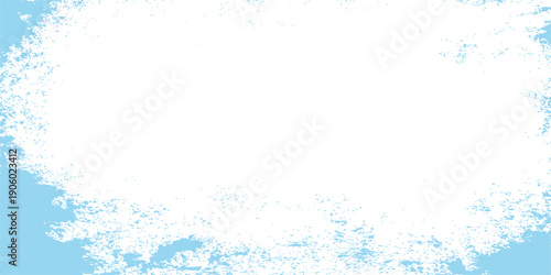 Blue winter and Christmas background featuring a vector snowflake pattern and water drop splashes on an artistic holiday frame design with blue light decorations and a grunge border ornament