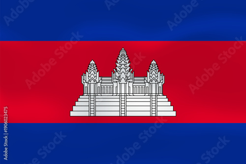 Cambodia flag with wavy silk effect. Vector flag symbolizing national pride, identity, heritage, patriotism and authority