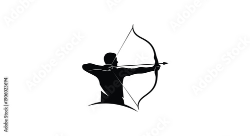 Archer drawing a bow a striking black form silhouette