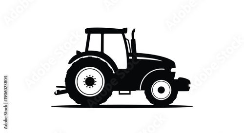 Black silhouette of a classic farm tractor rural machinery silhouette