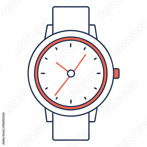 A minimalist vector graphic of a watch on transparent background
