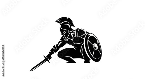 Spartan warrior silhouette with sword and shield
