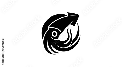 Squid silhouette in circle design