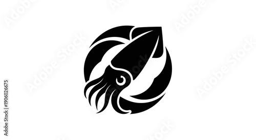 Squid silhouette in circular design