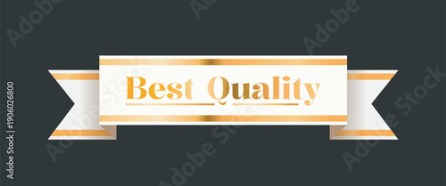 Luxury golden label. Best quality inscription on tag. Premium quality guarantee. Promotion and marketing. Poster or banner. Realistic vector illustration