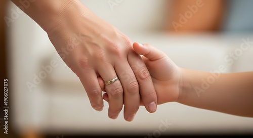 Wallpaper Mural A tender close-up shot captures an adult's reassuring hand gently holding a small child's hand, symbolizing care, guidance, and security. Torontodigital.ca