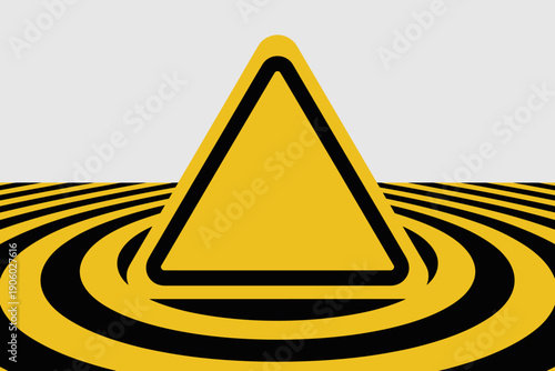 Yellow triangular warning sign with black stripes rippling distortion effect abstract concept for danger hazard risk caution alert security safety risk management strategy and critical incident planni