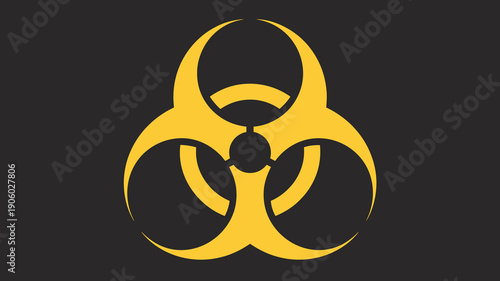 Biohazard symbol warning caution alert dangerous contamination threat hazard symbol yellow and black graphic icon for safety science healthcare pandemic emergency research medical disease outbreak dan