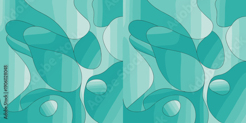 Abstract flowing organic shapes seamless pattern in teal blue gradient background modern fluid design subtle curves and smooth transitions for graphic resources website backgrounds and creative projec