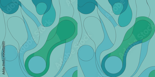 Abstract organic fluid shapes in cool blue and green tones seamless pattern background modern minimalist design for web and print graphic resource fluidic movement and organic flow concept for health