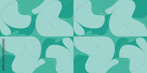 Abstract organic fluid shapes seamless pattern modern minimalist graphic design in calming teal green gradient background for web design branding presentation backgrounds corporate marketing material