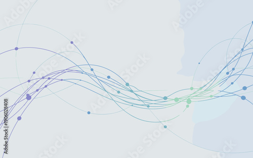 Abstract network of flowing lines and dots representing data connections and technology concepts with a modern minimalist clean design for digital communication and scientific innovation backgrounds