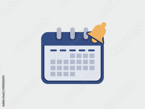 Calendar notification alert icon symbol for scheduling important events reminders and deadlines with a ringing bell for time management planning and organization in business and daily life