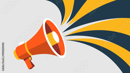 Orange megaphone broadcasting sound waves announcement message communication concept graphic design vector illustration for marketing advertising promotion news alert social media campaign loudly spea