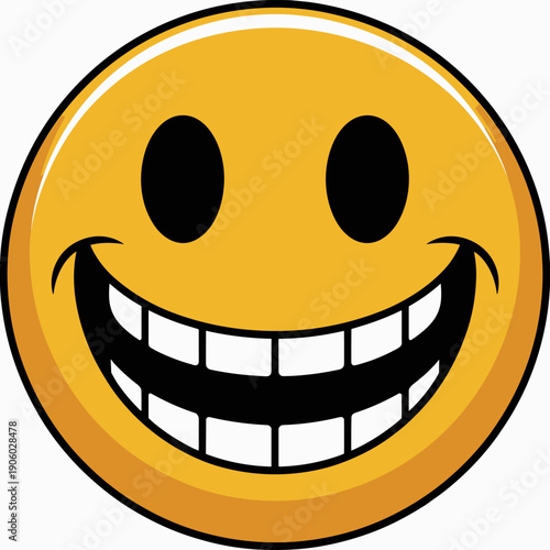 Happy smiley face emotion concept cheerful expression symbol joy and optimism illustration for positive engagement marketing and social media content vibrant cartoon character icon of happiness and fu