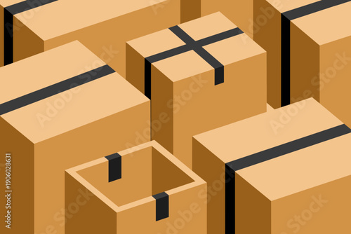 Stack of cardboard boxes ready for shipping and delivery logistics with clean geometric isometric design for e-commerce warehouse and supply chain management concepts modern business illustration
