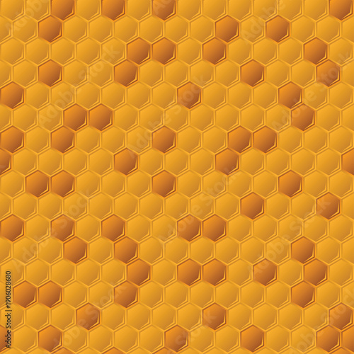 Golden Honeycomb Hexagon Seamless Pattern Background